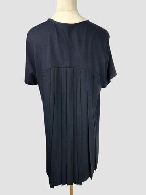 COS Navy Oversized Cotton Jersey T-Shirt Dress Sz M Back Pleats Boxy Minimalist